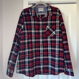 Flag & Anthem Men's Red Plaid Casual Button Down Shirt Size XL
